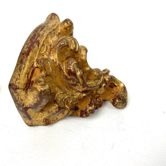 Pair Of Vintage Ornate Rococo Gilt Wood Wall Shelves Brackets Italy - Picture 15 of 16